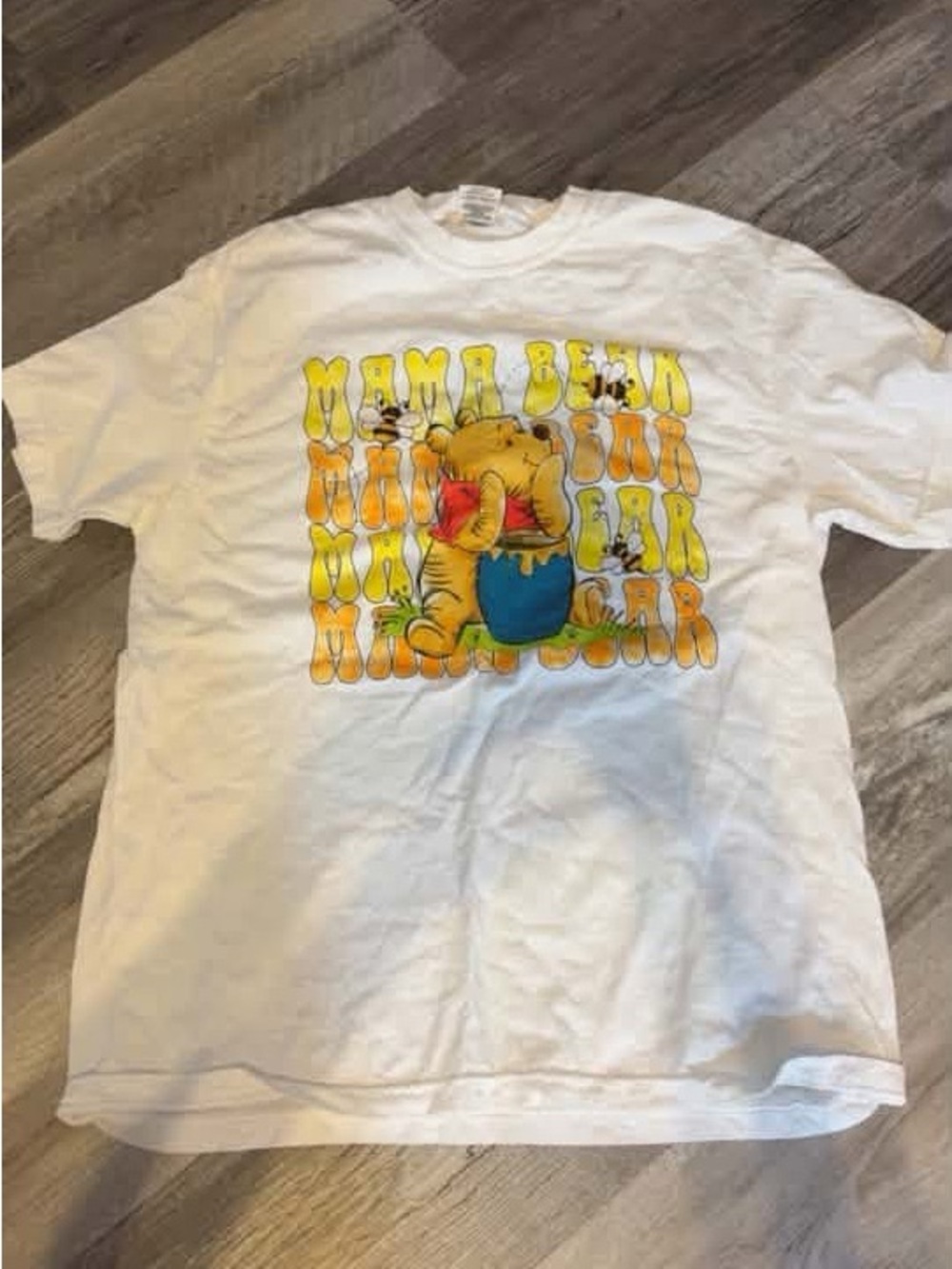 Comfort Colors White Winnie-the-Pooh Graphic Tee with Yellow & Blue Print